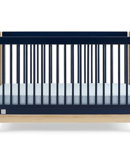 Delta Children babyGap Tate 4-in-1 Convertible Crib + Brannan Bear Bookcase with Bins + Brannan Bear Wall Shelf with 4 Hooks, Navy/Natural (Bundle) - LeafyLoom