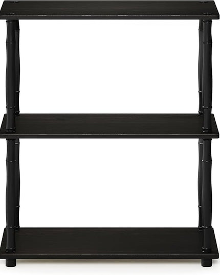Furinno Turn-N-Tube 3-Tier Compact Multipurpose Shelf Display Rack with Classic Tube, Espresso/Black - LeafyLoom