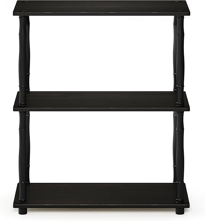 Furinno Turn-N-Tube 3-Tier Compact Multipurpose Shelf Display Rack with Classic Tube, Espresso/Black - LeafyLoom