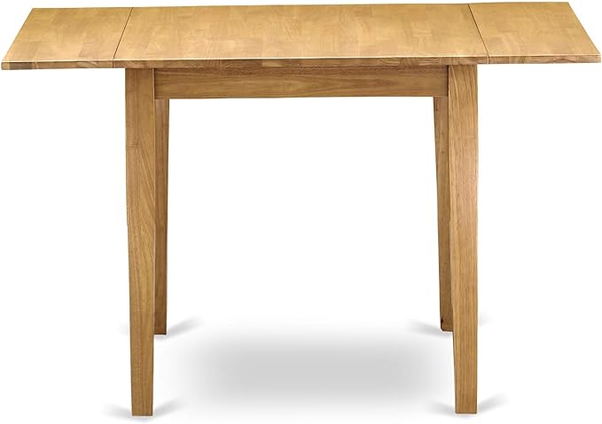 East West Furniture 1NDAB5-OAK-04 5 Piece Set includes a Rectangle Dining Room Table with Dropleaf and 4 Light Tan Linen Fabric Upholstered Parson Chairs, 30x48 Inch - LeafyLoom
