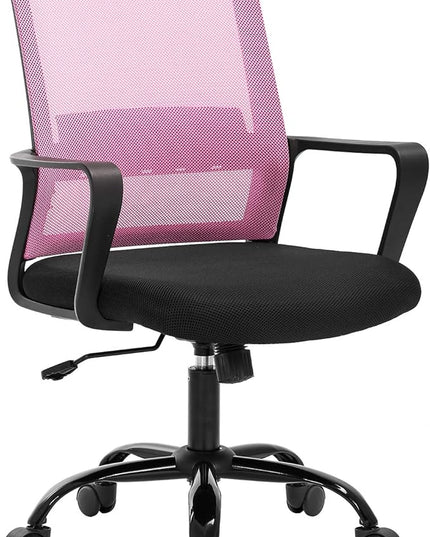 Desk Chair Mesh Office Chair Ergonomic Computer Chair Executive Lumbar Support Adjustable Stool Rolling Swivel Chair,Pink - LeafyLoom