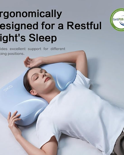 SKG Cooling Pillow with Cochlear Shape and Whale-Inspired Design for Back & Side Sleeper Night's Sleep, Soft and Breathable, Ergonomic Neck Pillow… - LeafyLoom