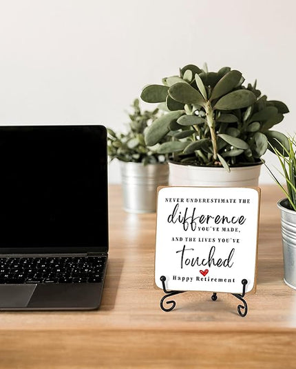 Home Office Desk Decor Wood Plaque with Stand, Coworker Gifts For Women Men Retirement Gifts Going Away Gift Leaving Gifts For Coworker Boss Leader Colleague Friends -A09 - LeafyLoom