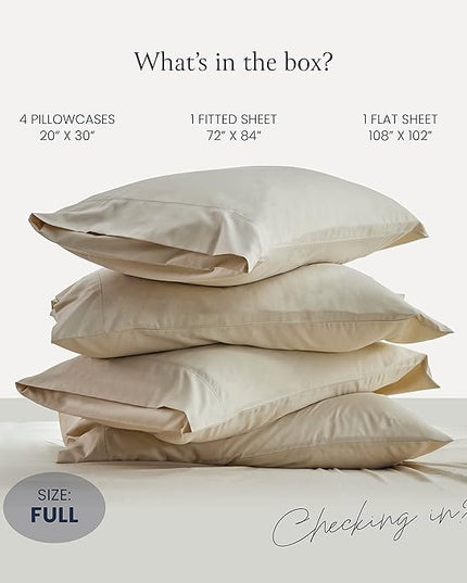 BELADOR Silky Soft Full Sheet Set - Luxury 6 Piece Bed Sheets for Full Size Bed, Secure-Fit Deep Pocket Sheets with Elastic, Breathable Hotel Sheets and Pillowcase Set, Wrinkle Free Oeko-Tex Sheets - LeafyLoom