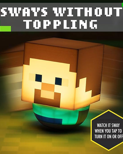 Paladone Steve Swaying Night Light for Kids | Officially Licensed Minecraft Bedroom Decor, Multicolour, one Size - LeafyLoom