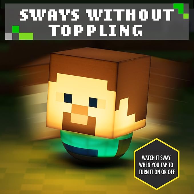 Paladone Steve Swaying Night Light for Kids | Officially Licensed Minecraft Bedroom Decor, Multicolour, one Size - LeafyLoom