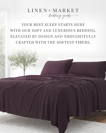 Linen Market Bed Sheets for King Size Bed (Purple) - Sleep Better Than Ever with These Soft and Cooling King Sheets - Deep Pocket Fits 16" Thick Beds - 4 Piece King Sheet Set - LeafyLoom