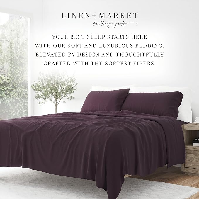 Linen Market Bed Sheets for King Size Bed (Purple) - Sleep Better Than Ever with These Soft and Cooling King Sheets - Deep Pocket Fits 16" Thick Beds - 4 Piece King Sheet Set - LeafyLoom