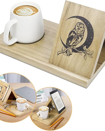 Small Bookshelf, Triangle Book Holder, Solid Wood Short Mini Book Rest, Simple Bookcase for Bedroom Nightstand Office Desk Library or Table Centerpiece Decor for Coffee and Book Lover - LeafyLoom
