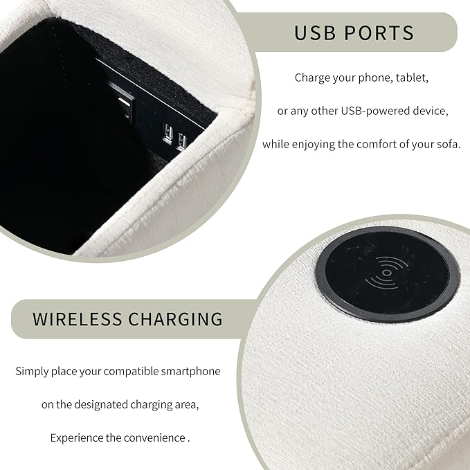 Free Combination Convertible Modular Sectional Sofa, 4 Seater Upholstered Sleeper Corner Couch with USB Charge Ports & Wireless Charging & Speaker,Deep-Seat Sofabed for Living Room Office - LeafyLoom