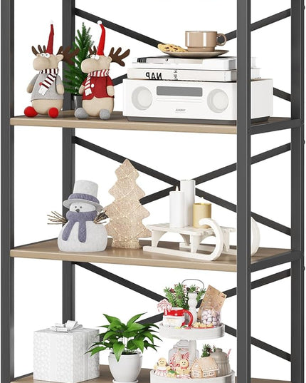 4 Tier Book shelf 23.6" W, Small Bookcase with Open Shelves, BookShelf with Storage, Standing Book Shelves Organizers and Storage for Living Room, Kitchen, Home, Office (Light Coffee) - LeafyLoom