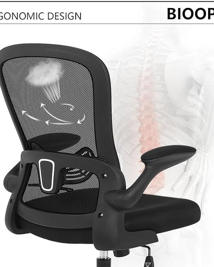 Office Chair Computer Chair with Flip Up Armrests Breathable Mesh Chair Lumbar Support Comfort Swivel Home Office Ergonomic Desk Chair Gaming Chair for Adults and Teens - LeafyLoom