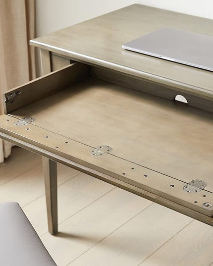 Leick Home 22400-GR Stratus Laptop Computer Desk with Drop Front Keyboard Drawer, Smoke Gray - LeafyLoom