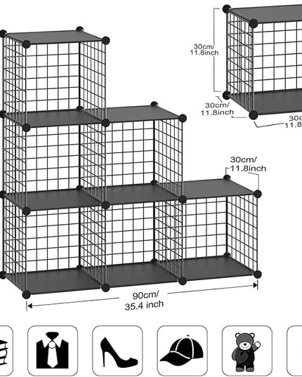 TUMUCUTE Wire Cube Storage Organizer, 6-Cube Metal Storage Shelves Bookshelf, Stackable Modular Closet Organizer for Bedroom Living Room, Office,Storage Shelves - LeafyLoom