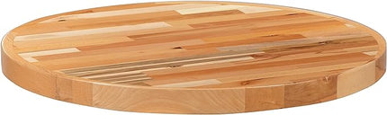 Flash Furniture Mayfair 30" Round Butcher Block Style Table Top, Natural - LeafyLoom