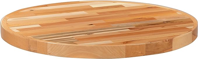 Flash Furniture Mayfair 30" Round Butcher Block Style Table Top, Natural - LeafyLoom
