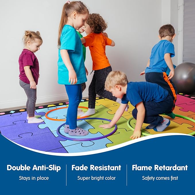 Booooom Jackson Classroom Rug Elementary LargePuzzle Classroom Carpet Seating Rug for School Preshool Kids Colorful Area Rug Educational Rug with Non-Slip Backing(Seats 24),13' x 7'5" - LeafyLoom