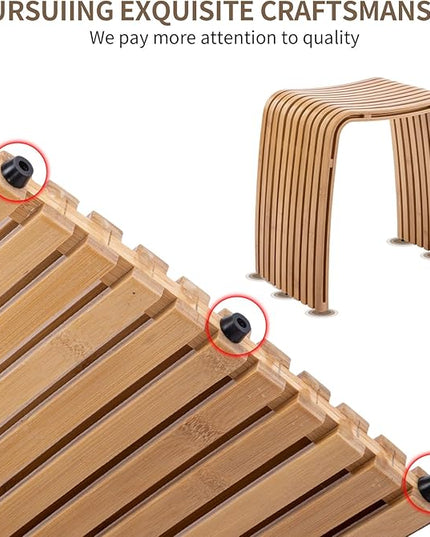 Bamboo Dining Stool Dining Chair Dressing Stool Shoe Stool Bathroom Stool Dining Room Bathroom Living Room Study Bedroom Durable and Beautifully Designed - LeafyLoom