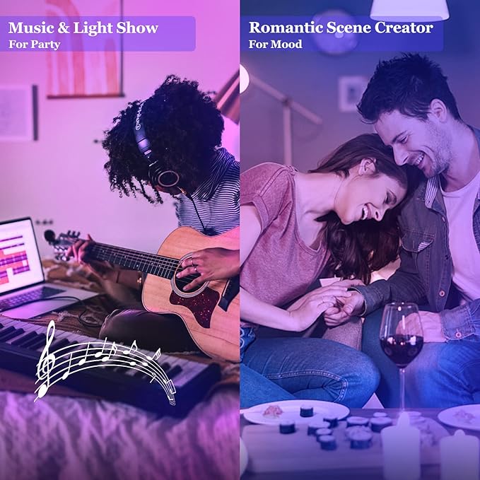 Smart Light Bulbs 4Pack, WiFi & Bluetooth 5.0, App Control, Color Changing LED Bulb, A19 E26 800LM Dimmable RGB Lights, 2700~6500K, Smart Home Lighting Works with Alexa Google Assistant Vanance