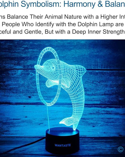Dolphin 3D Lamp Gifts for Boys Girls Room, Night Light Toys Bedside Decor Gifts for Kids Baby, 7 Colors Changing Nightlight with Smart Control - LeafyLoom