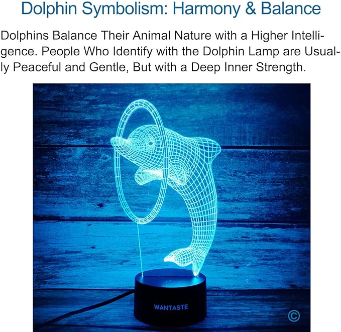 Dolphin 3D Lamp Gifts for Boys Girls Room, Night Light Toys Bedside Decor Gifts for Kids Baby, 7 Colors Changing Nightlight with Smart Control - LeafyLoom