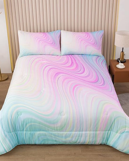 Bodhi Girls Full Comforter Sets with Sheets,Pink Bedding Sets Full,Bed in A Bag Full Comforter Sets,Kids Bedding Set for Girls Full(1 Comforter, 1 Flat Sheet, 1 Fitted Sheet, 2 Pillowcases) - LeafyLoom