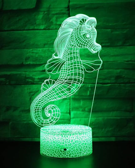 Gift Ideas Bedside Lamp 16 Colors Desk Table Night Light for Sea Horse Kids Boy Girl Party Supplies Birthday Valentine's Day Kids Lover (Seahorse Shape) - LeafyLoom