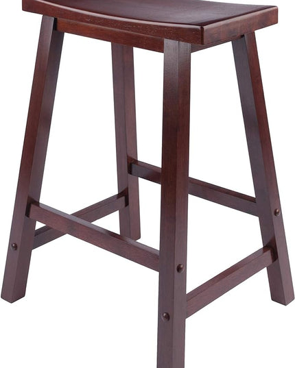 Winsome Wood Jonathan Kitchen Walnut Cart and Satori Walnut Stool - LeafyLoom