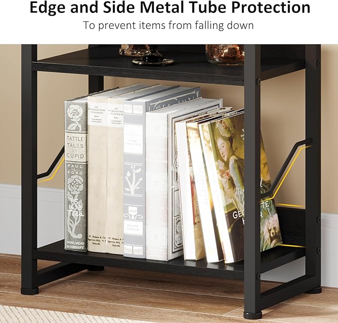 5 Tier Narrow Bookshelf: Tall Bookcase Book Shelf for Bedroom, Industrial Modern Bookshelves for Small Spaces (Black) - LeafyLoom