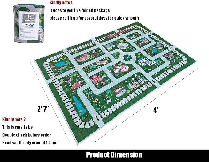 Kids Rug,Playroom Car Rug Play Mat,City Life Road Rug for Cars,Fun City Map for Track Toys,Carpet for Bedroom Boys (4'x2'7") - LeafyLoom