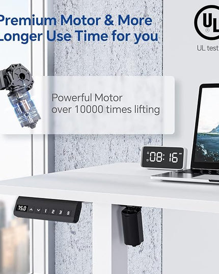 Standing Desk, Height Adjustable Desks with Powerful Motor and Cable Management,electric Sit Stand Desk with Hight Preset Design for Home Office Use 55x24 in White - LeafyLoom