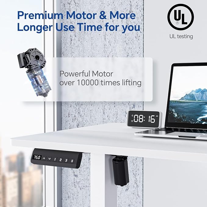 Standing Desk, Height Adjustable Desks with Powerful Motor and Cable Management,electric Sit Stand Desk with Hight Preset Design for Home Office Use 55x24 in White - LeafyLoom