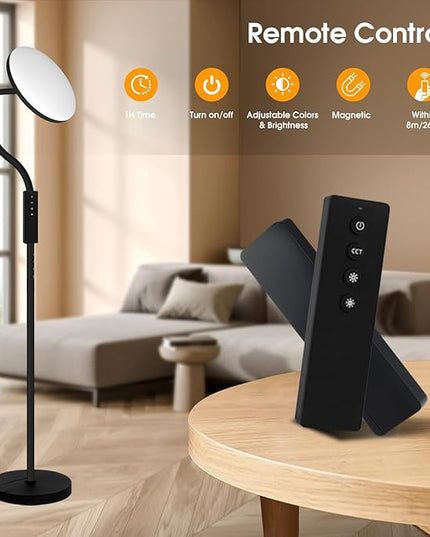 PESRAE 36W/3600LM LED Torchiere Super Bright Standing Lamp for Living Room, Rotatable Tall Lamp with Remote Control, Stepless Color Temperatures and Dimming Floor Lamps for Bedroom Office - LeafyLoom