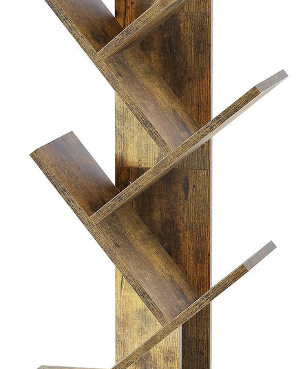 SUNMORY 6 Tier Tree Bookshelf, Small Bookcase with Storage Cabinet, Modern Tall Narrow Bookshelves Organizer, Floor Standing Book Shelf for Bedroom/Living Room/Home Office/Corner, Rustic Brown - LeafyLoom