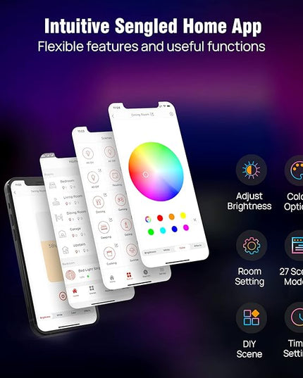 Sengled Smart Zigbee Multicolor Light Strip, 2M (6.56ft) Base Kit, Hub Required, Also Works with Alexa & Google Assistant, RGBW, Extendable, High Brightness, 1400Lumens (E1G-G8E) Sengled