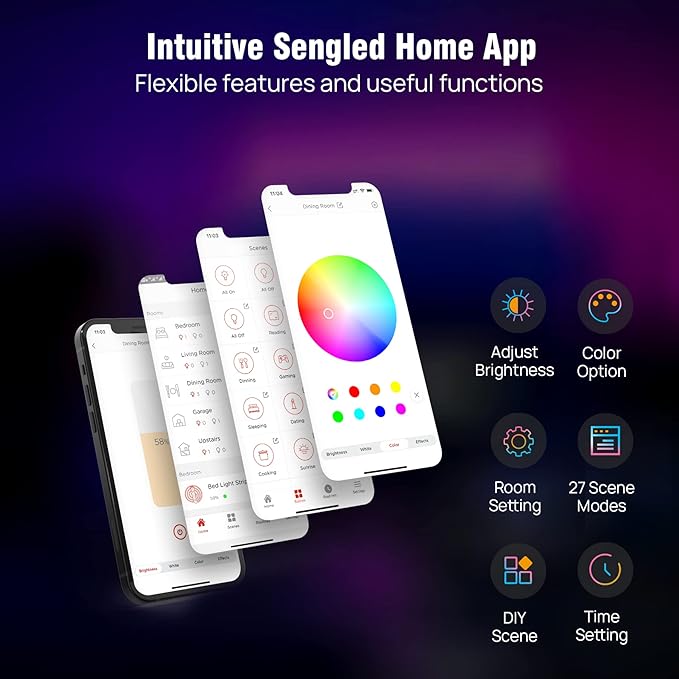 Sengled Smart Zigbee Multicolor Light Strip, 2M (6.56ft) Base Kit, Hub Required, Also Works with Alexa & Google Assistant, RGBW, Extendable, High Brightness, 1400Lumens (E1G-G8E) Sengled