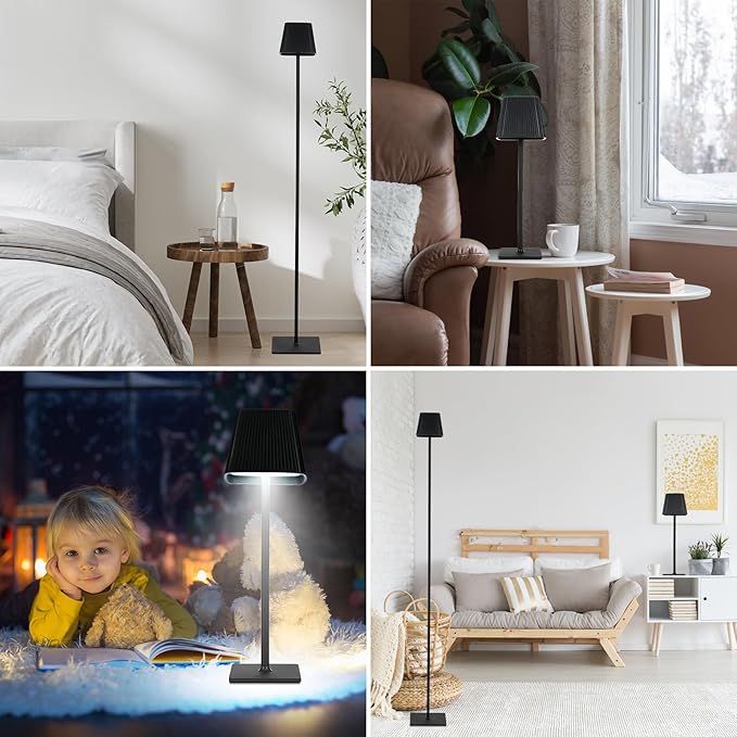 Neoglint Cordless Floor Lamp for Outdoor/Indoor, Touch Control Adjustable Height LED Lamp, Dimmable Rechargeable Battery Operated Lamp for Bedroom, Living Room, Patio(Square) - LeafyLoom