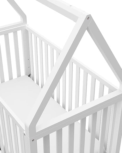Storkcraft Orchard 5-in-1 Convertible Crib (White) – GREENGUARD Gold Certified, Canopy Style Baby Crib, Converts from Crib to Toddler Bed, Daybed and Full-Size Bed, Fits Standard Crib Mattress - LeafyLoom