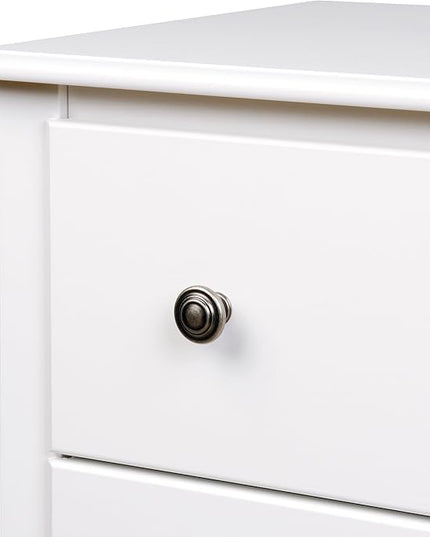 Prepac's Monterey 2 Drawer Nightstand: Elegant Bedroom Furniture, Bedside Table with Open Shelf, 23.25"W x 16"D x 28"H, White - WDC-2428 - LeafyLoom