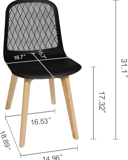 Armless Modern Chairs with Wood Legs for Living, Bedroom, Kitchen,Dining,Lounge Waiting Room, Restaurants, Cafes, Set of 2… - LeafyLoom