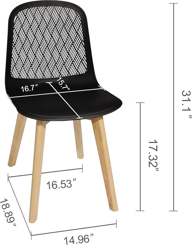 Armless Modern Chairs with Wood Legs for Living, Bedroom, Kitchen,Dining,Lounge Waiting Room, Restaurants, Cafes, Set of 2… - LeafyLoom