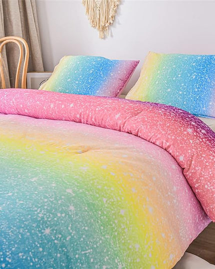 Holawakaka Space Star Ombre Comforter Set Ombre Multi-color Gradient Bedding Set Twin Size (Multi-color, Twin) - LeafyLoom