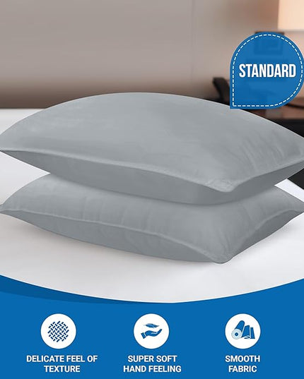 Utopia Bedding Bed Pillows for Sleeping (Grey), Standard Size, Set of 2, Hotel Pillows, Cooling Pillows for Side, Back or Stomach Sleepers - LeafyLoom