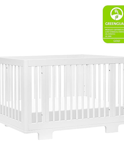 Babyletto Yuzu Convertible All-Stages Bassinet, Midi, Full-Size Crib in White, Greenguard Gold Certified, Portable & Adjustable with Conversion Kits and Pads Included - LeafyLoom
