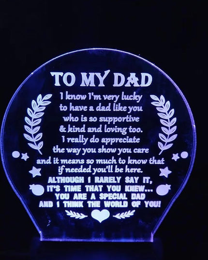 3D lamp Dad Gifts from Daughter Son, Father's birthday Gift Night Light, 7 Colors Engraved Thanksgiving Day Gift for Dad,to My Dad Birthday Gifts from Kids, Idea for Fathers Day - LeafyLoom
