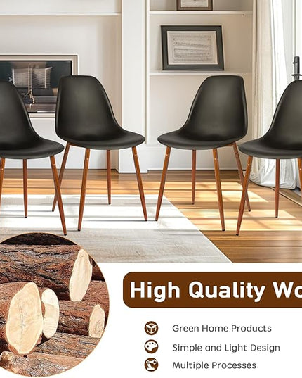 CangLong Modern Dining Chairs Set of 4 with Plastic Cushion Metal Legs Side Chairs for Kitchen,Living Room,Black - LeafyLoom