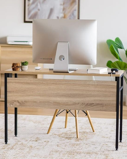 IRIS OWDN-1252 Computer Desk with Organizer and Cable Tray, 45" - Rustic, Wood - LeafyLoom