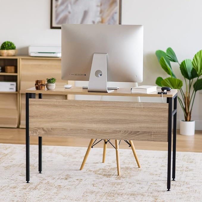IRIS OWDN-1252 Computer Desk with Organizer and Cable Tray, 45" - Rustic, Wood - LeafyLoom