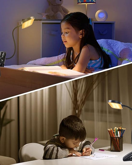 Clip on Light Reading Lights, 36 LED USB Desk Lamp with 5 Color 5 Brightness, Eye Protection Book Clamp Light, Perfect for Video Conference Lighting, Desk, Bed Headboard and Computers (Black) - LeafyLoom