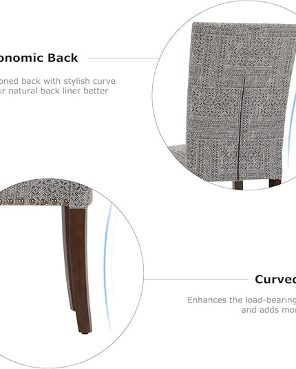 COLAMY Upholstered Parsons Dining Chairs Set of 6, Fabric Dining Room Kitchen Side Chair with Nailhead Trim and Wood Legs - Boho - LeafyLoom